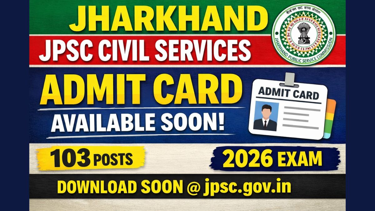 Admit card thumbnail for Jharkhand JPSC Civil Services Admit Card 2026 – Admit Card Available Soon for 103 Posts