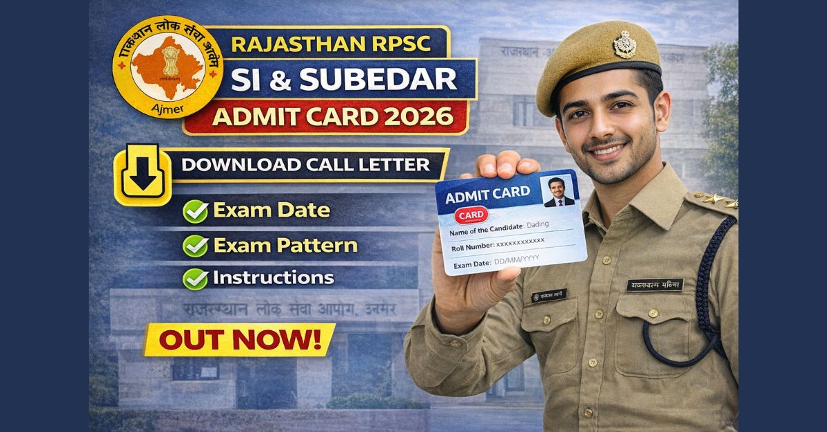 Admit card thumbnail for Rajasthan RPSC SI & Subedar Admit Card 2026 – Download