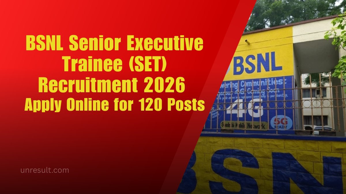 Job thumbnail for BSNL Senior Executive Trainee (SET) Recruitment 2026 – Apply Online for 120 Posts