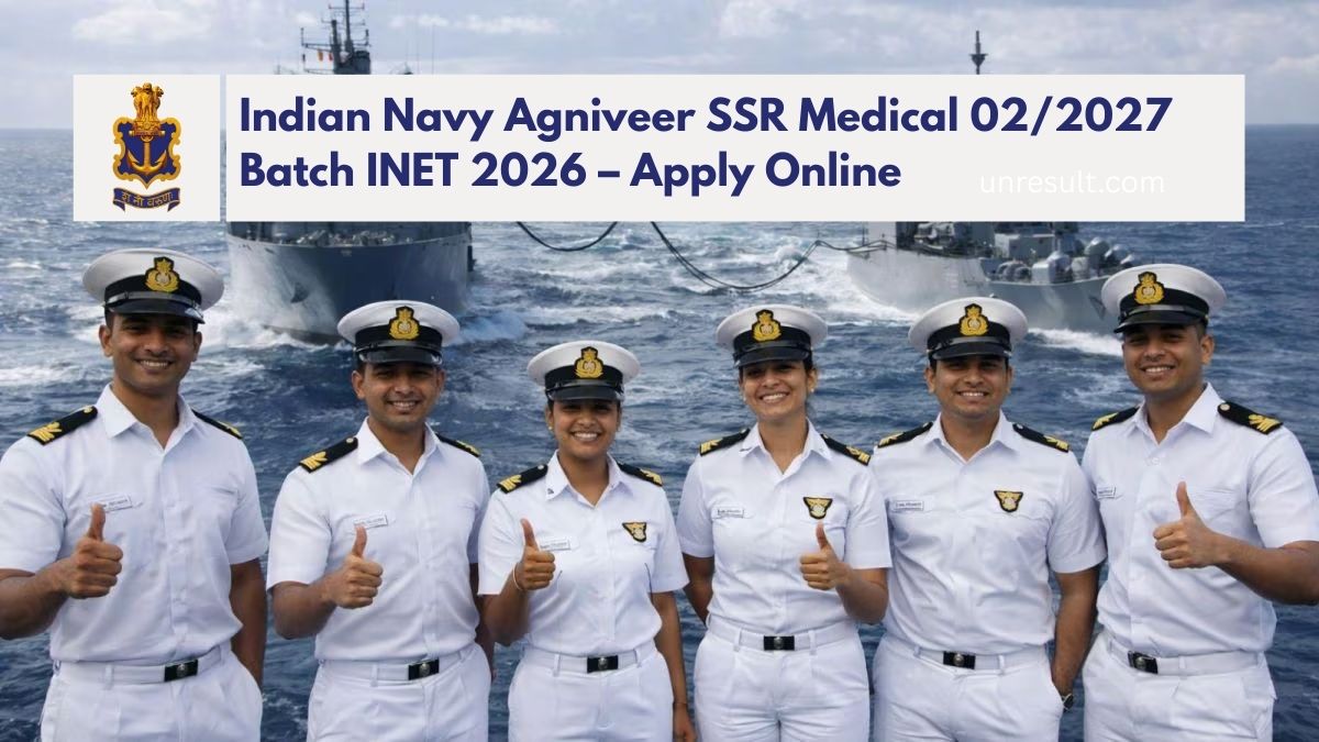 Job thumbnail for Indian Navy Agniveer SSR Medical 02/2027 Batch INET 2026 – Apply Online