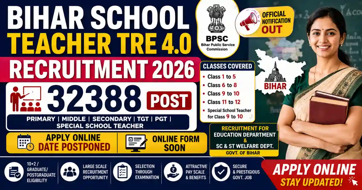 Job thumbnail for Bihar TRE 4.0 (Teacher Recruitment Examination 2026)