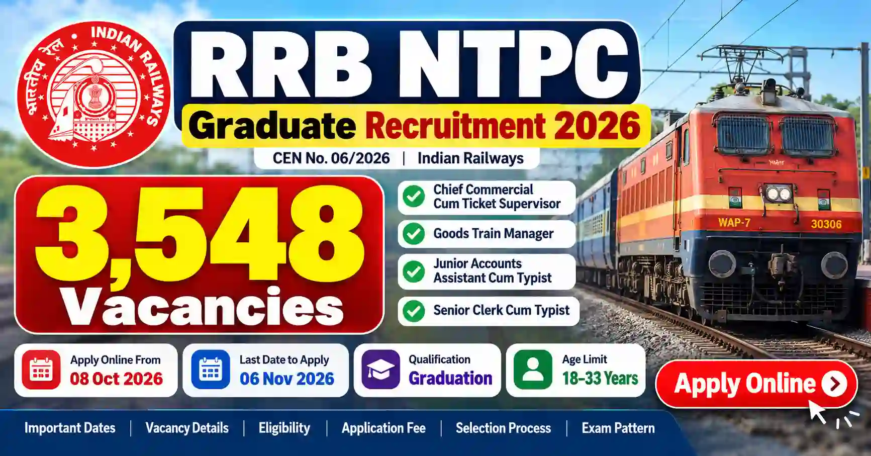 Job thumbnail for RRB NTPC Graduate Recruitment 2026