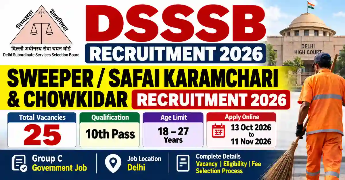 Job thumbnail for DSSSB Sweeper / Safai Karamchari & Chowkidar Recruitment 2026