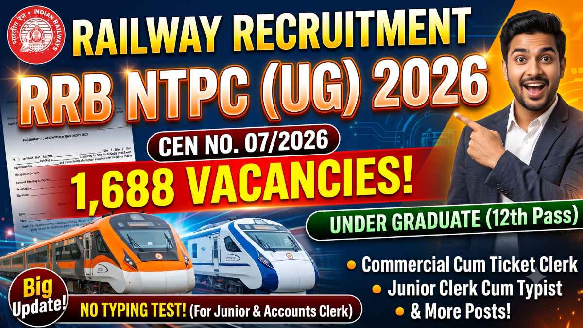 Job thumbnail for Railway RRB Non Technical Popular Categories NTPC 10+2 Under Graduate Level CEN 07/2026 Recruitment 2026