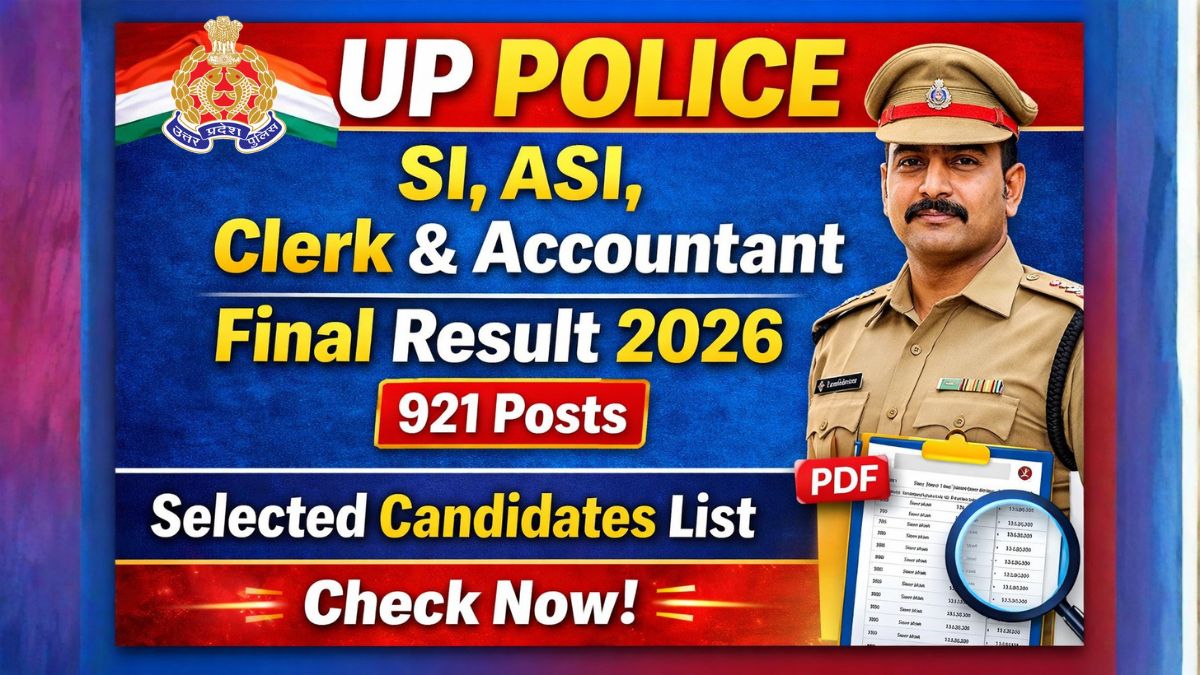 Result thumbnail for UP Police SI, ASI Clerk & Accountant Final Result 2026 Released – Check Selection List for 921 Posts